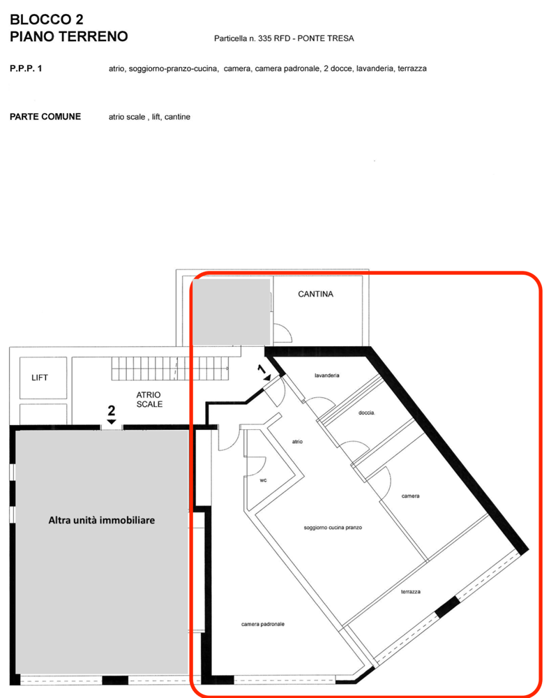 Atrium, living room, kitchen, dining room, 2 bedrooms, 2 bathrooms, laundry room, terrace, lift, storage room