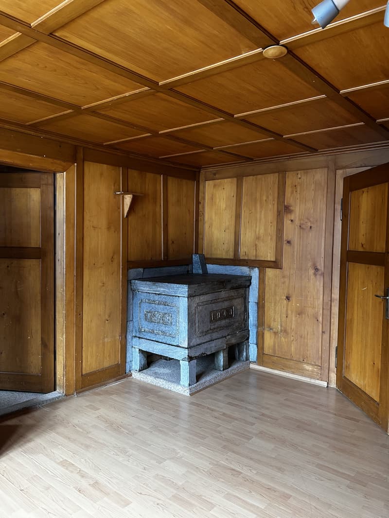 wooden walls, wooden floor, fireplace