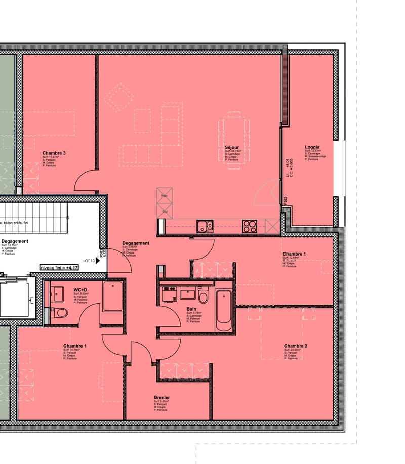 ATTIQUE DE 4,5 PCES AVEC HAUTEUR DE PLAFOND DE PLUS DE 4 M ET LOGGIA (10)
