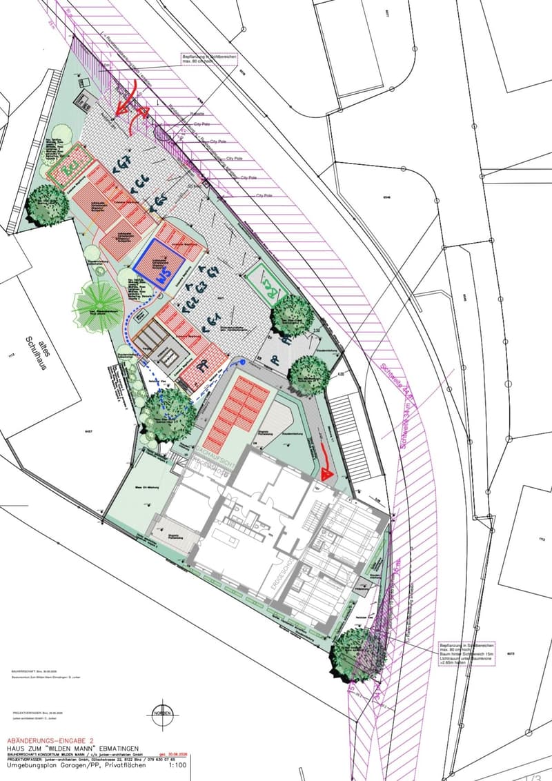 Umgebungsplan laufende Abänderungseingabe für Gartenplatz W5