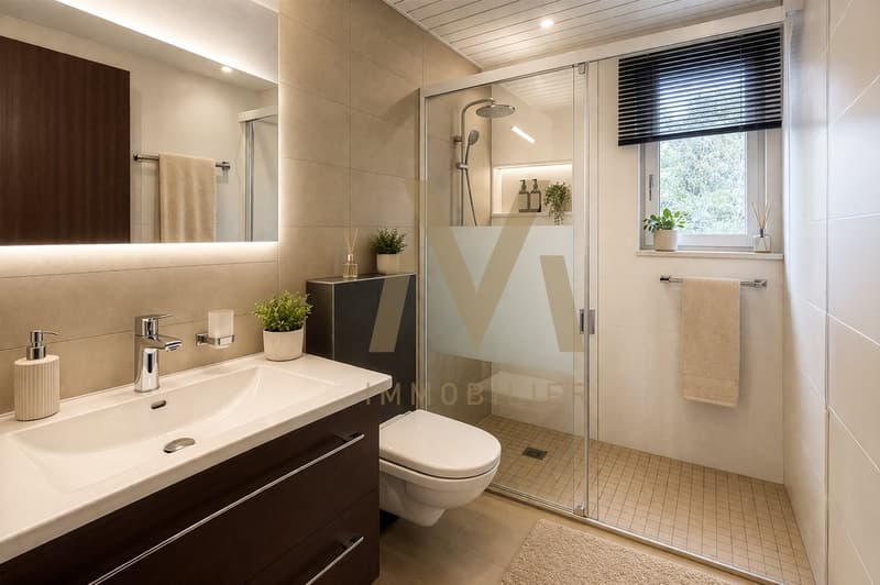 Salle d'eau avec douche italienne