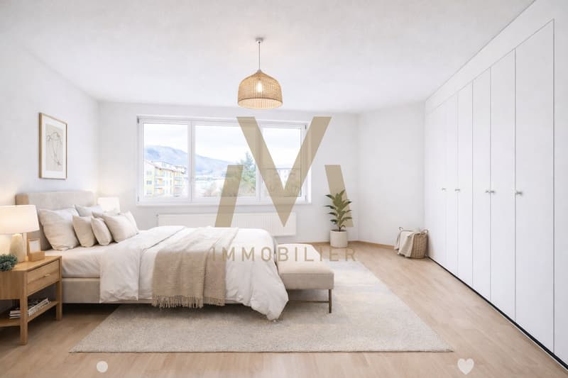 Chambre à coucher avec armoire murale