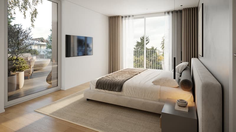 Schlafzimmer mit Zugang Terrasse