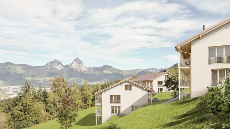 Appartement de jardin neuf avec vue sur la montagne et le lac partiel à Seelisberg (2)