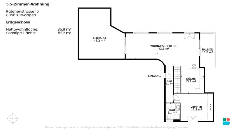 Gehobene 5.5-Zimmer-Attikawohnung mit Terrasse in Killwangen (9)