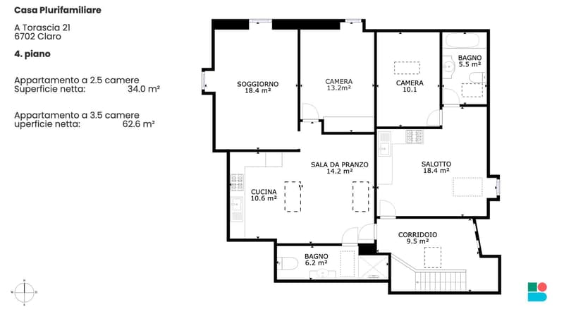 Condominio con 5 appartamenti e bella vista a Claro (10)