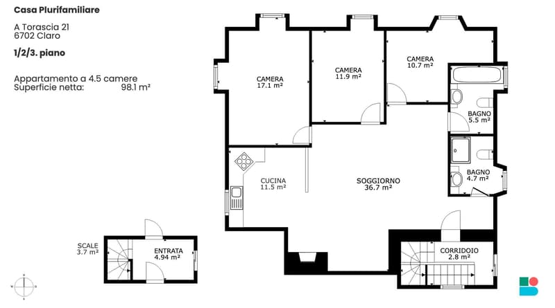 Condominio con 5 appartamenti e bella vista a Claro (9)