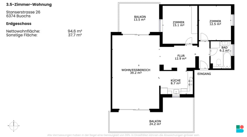 Modernes Mehrfamilienhaus mit drei 3.5-Zimmer-Wohnungen in Buochs (9)