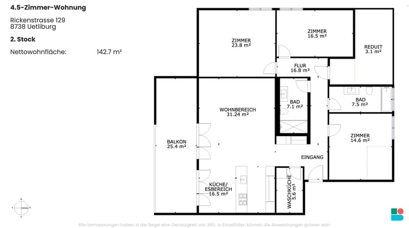 Exklusive 4.5-Zimmer-Dachwohnung mit See- und Bergsicht in Uetliburg (9)