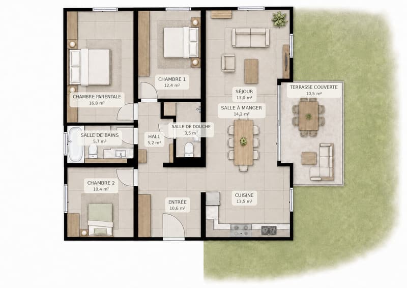 Appartement lumineux de 4.5 pièces avec jardin à Léchelles (14)