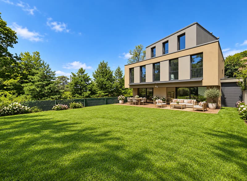 Anières — Villa de standing avec jardin et terrasse en toiture, vue lac (11)