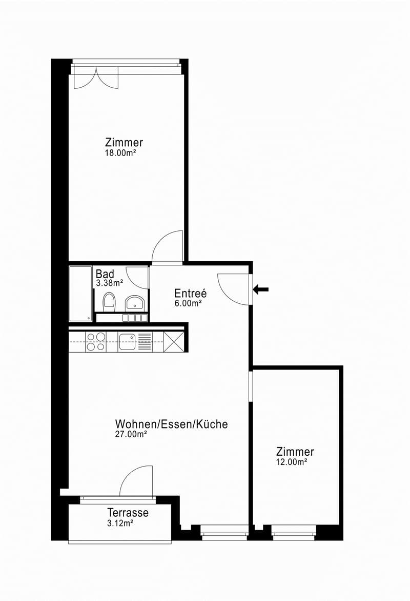 renovierte 3-Zimmerwohnung nähe Bahnhof SBB (7)