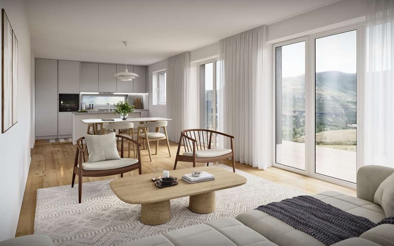 8 neue Einfamilienhäuser für den Erstwohnsitz. Zeitgemässer Holzbau, sorgfältig geplant im kleinen Ensemble Bim Chrützchappeli. (4)