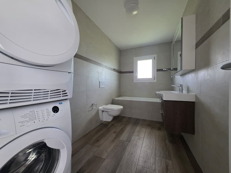 Salle de bains avec colonnes de lavage