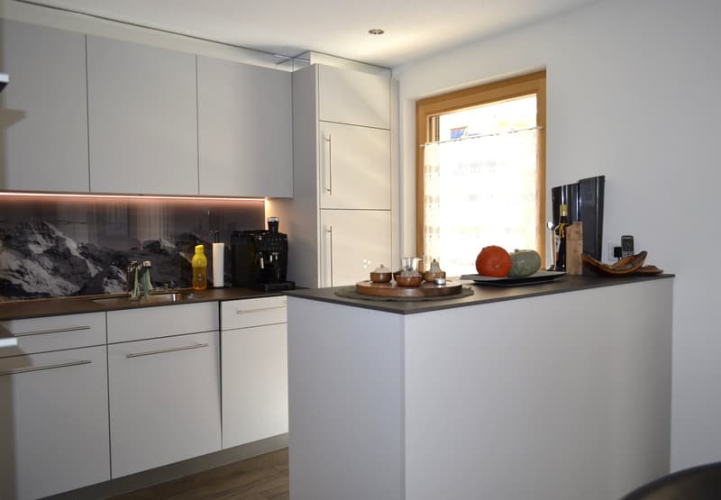 modern kitchen, white cabinets, granite countertops, stainless steel appliances, coffee machine, sink, window