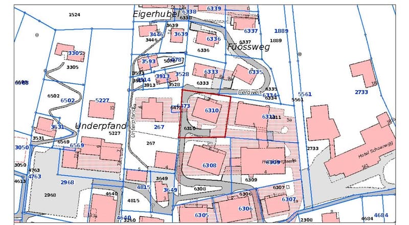 Floor plan of a property with multiple rooms and areas marked with numbers