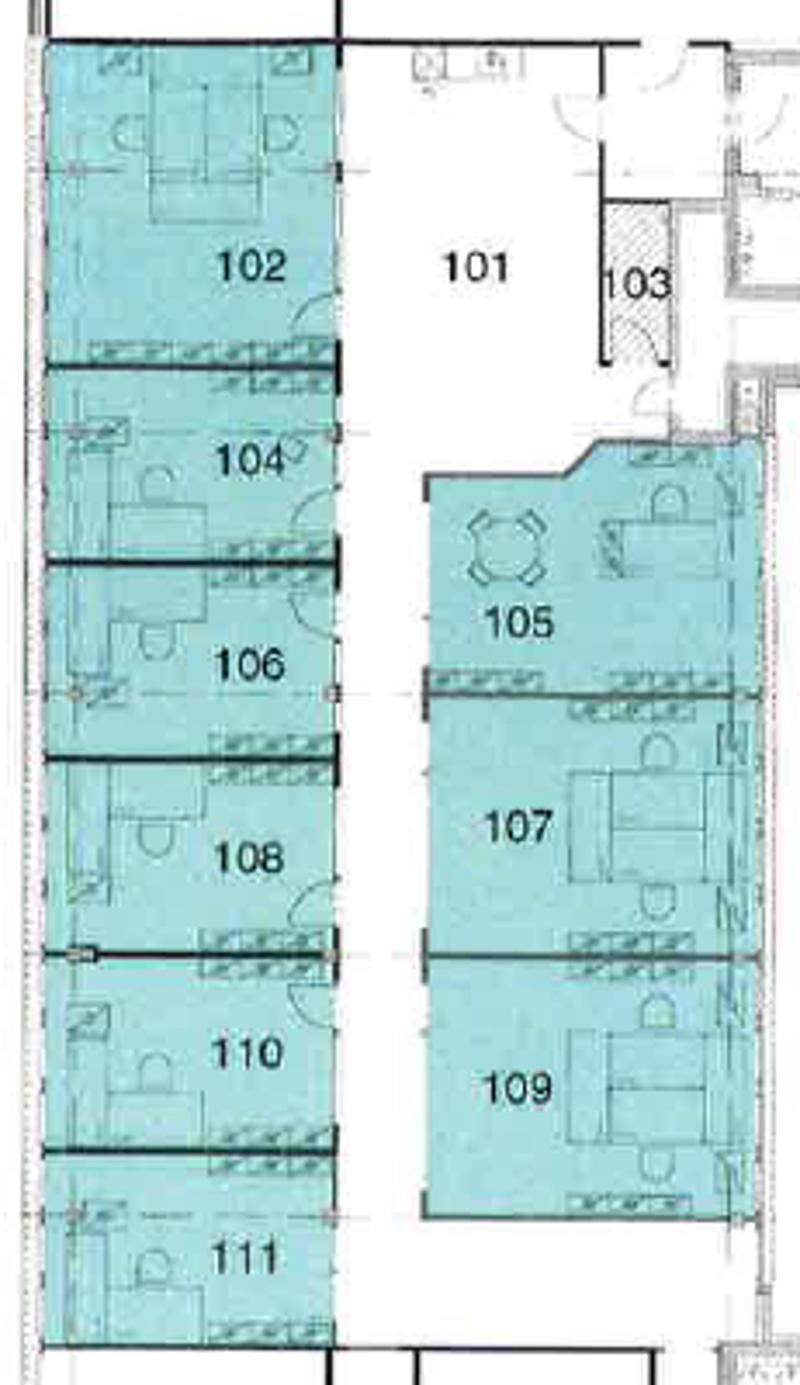 11 units, each with 1 bedroom, 1 bathroom, kitchen, living room