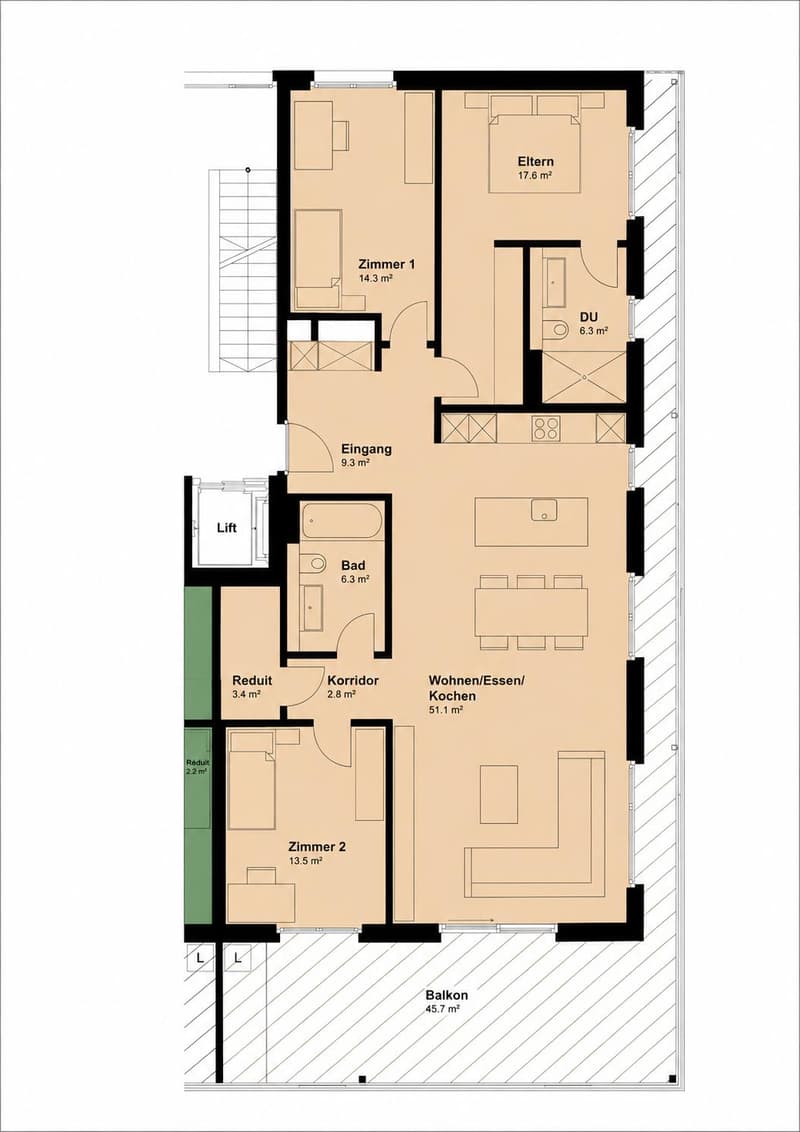 147 m² | 4.5-Zi.-Wohnung im 1. OG | grosszügige Terrasse (13)