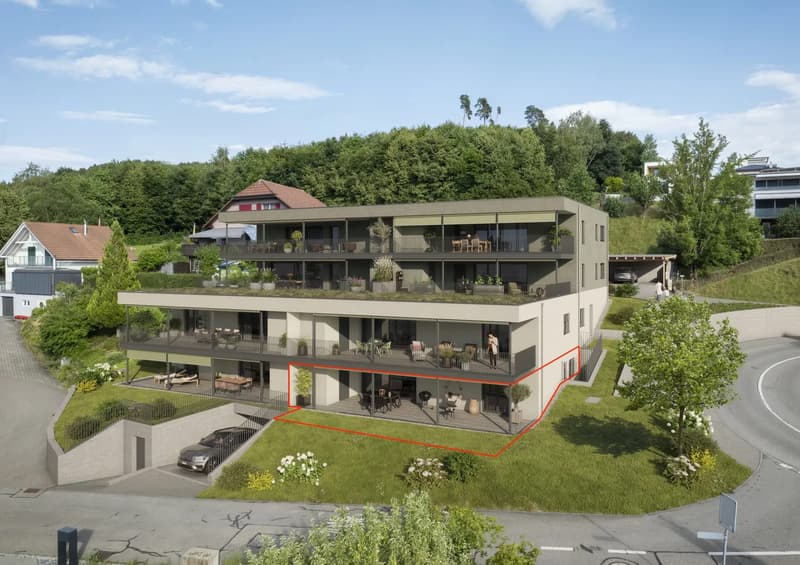 Wohnen mit Weitblick - 3.5-Zimmer Erdgeschosswohnung mit Panoramaterrasse (1)