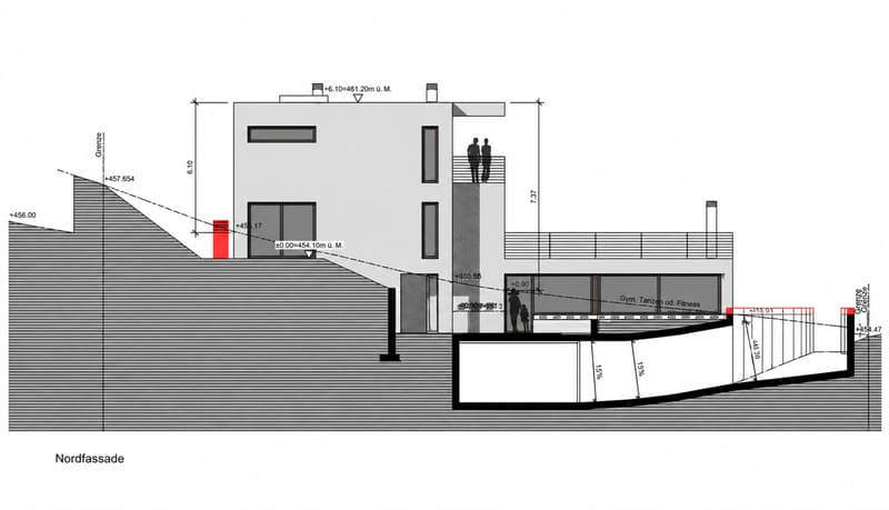 Elegante Architektur mit weitläufigen Terrassen und zeitgemässem Design.