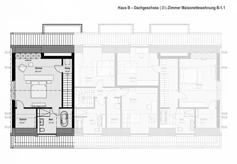 Traumwohnung für Singles & Paare : 3,5-Zimmer-Maisonette-Wohnung mit Wintergarten. B-1.1 (8)