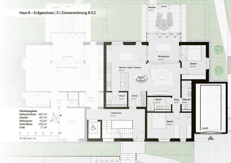 Hell & freundlich : Top-3,5-Zimmer-Wohnung mit privatem Garten ! B02 (9)