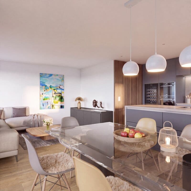 Wohnzimmer mit offener Küche 3