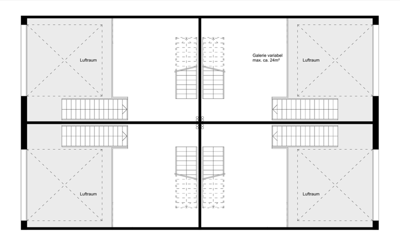 4 units, each with living room, kitchen, 2 bedrooms, 2 bathrooms, balcony