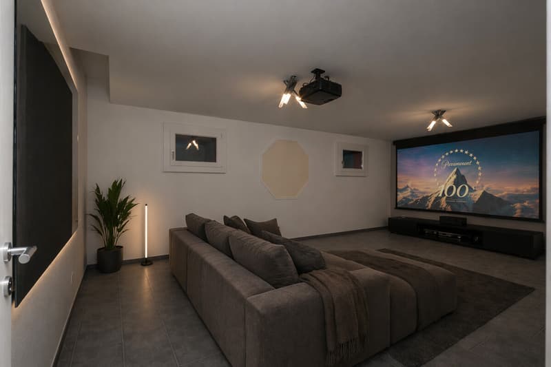 Visualisierung eines Homecinemas im beheizten Hobbyraum