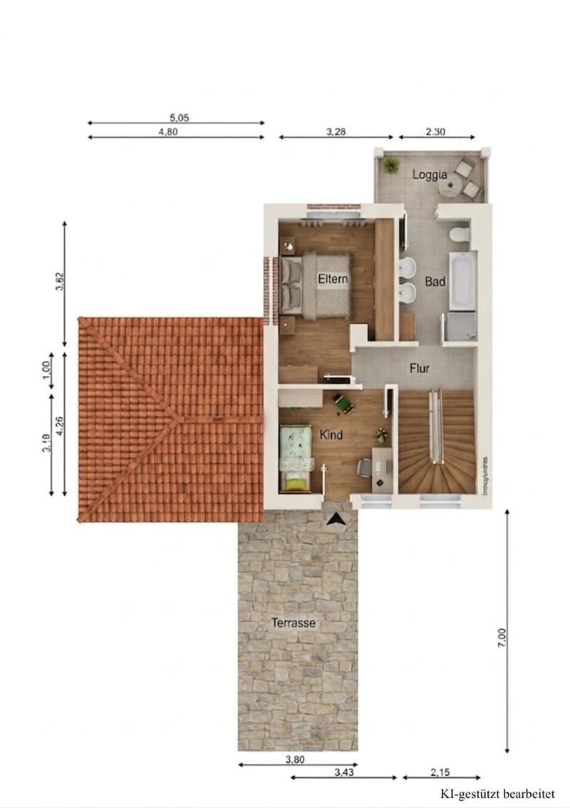 Obergeschoss 3D Visualisierung