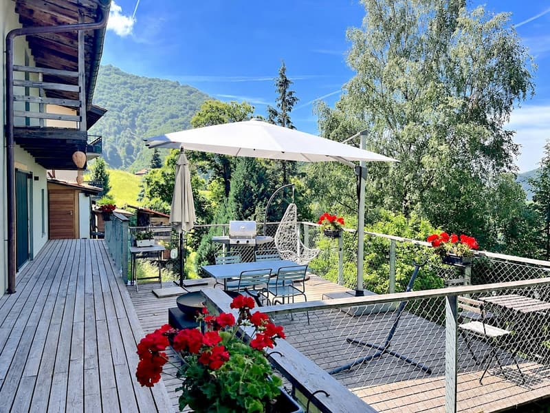 Modernes Holzhaus mit viel Privatsphäre und grossen Fensterfronten mit Blick ins Grüne (12)