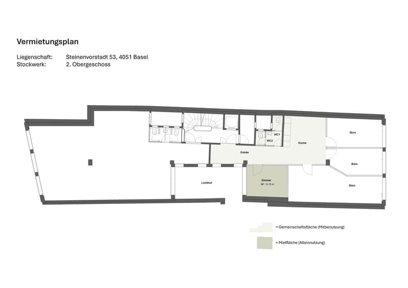 Privates Büro mit grosszügiger Gemeinschaftsfläche zur Mitbenutzung an der Steinenvorstadt in Basel (11)
