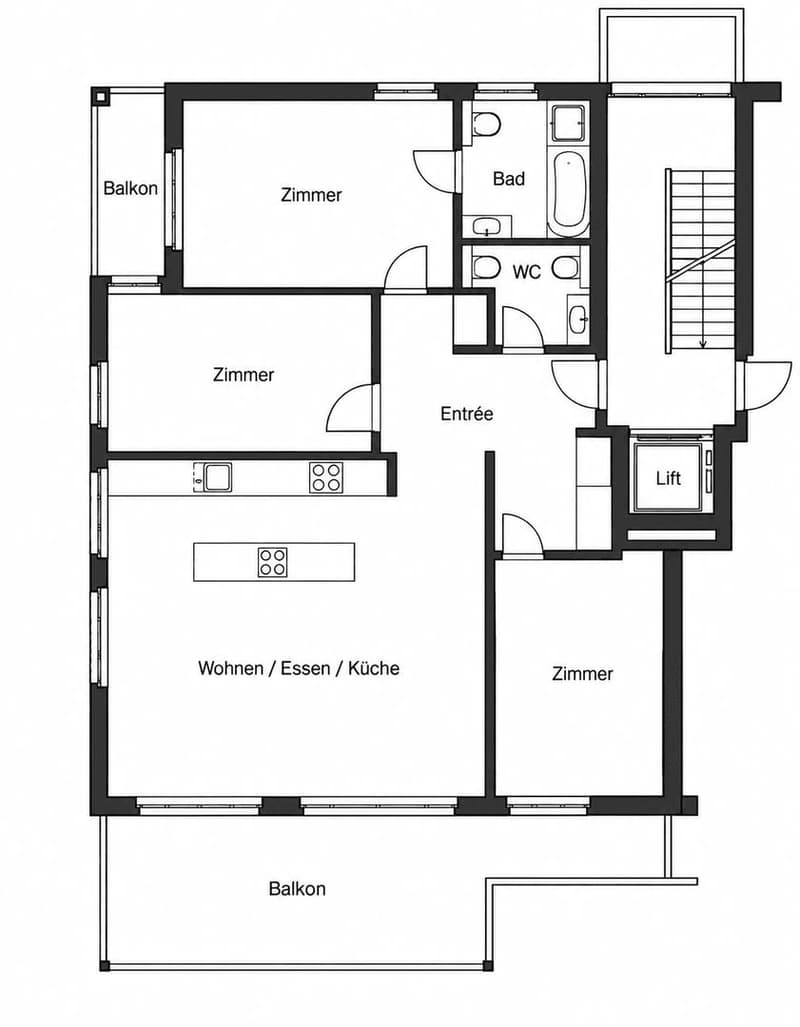 Moderne 4½ Zimmerwohnung mit sonnigem Balkon und schöner Aussicht (10)