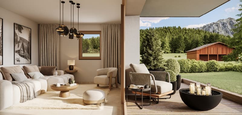 SAMOËNS – Magnifique 2 pièces cabine de 53 m² avec terrasse et jardin – Prix de lancement (3)