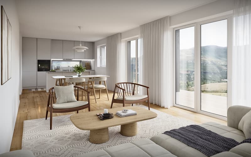 8 neue Einfamilienhäuser (B4) für den Erstwohnsitz. Zeitgemässer Holzbau, sorgfältig geplant im kleinen Ensemble Bim Chrützchappeli. (3)