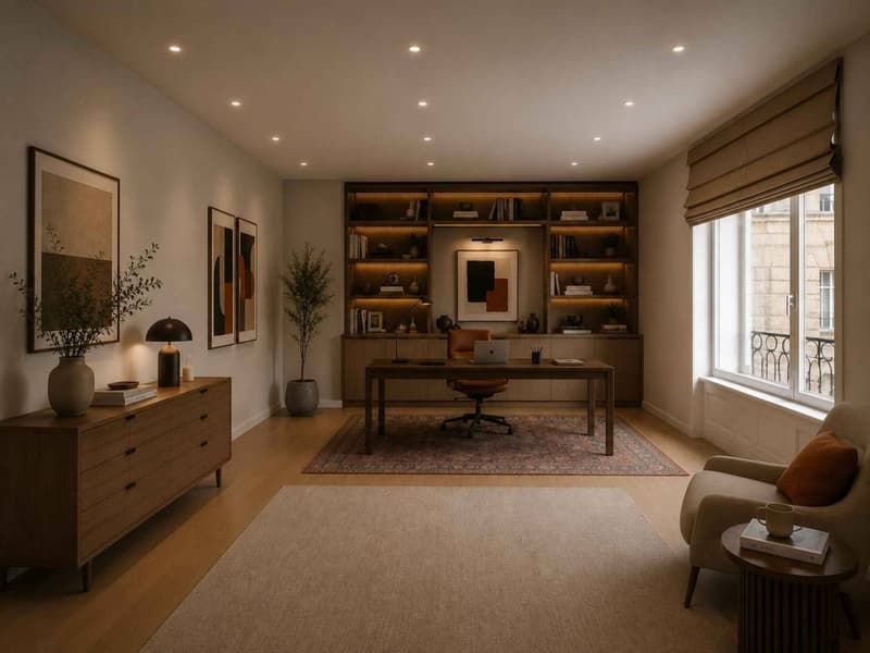 Pièce aménagé en bureau après rénovation
