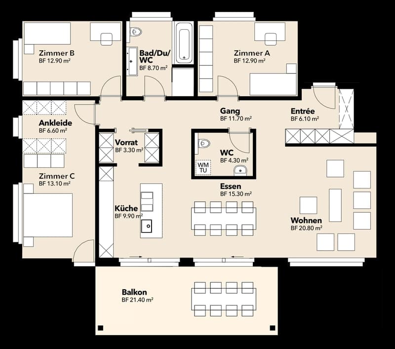 Neubauprojekt in Niederbipp: Modern, grosszügig und perfekt gelegene 4.5 Zimmer Wohnung mit Balkon (13)