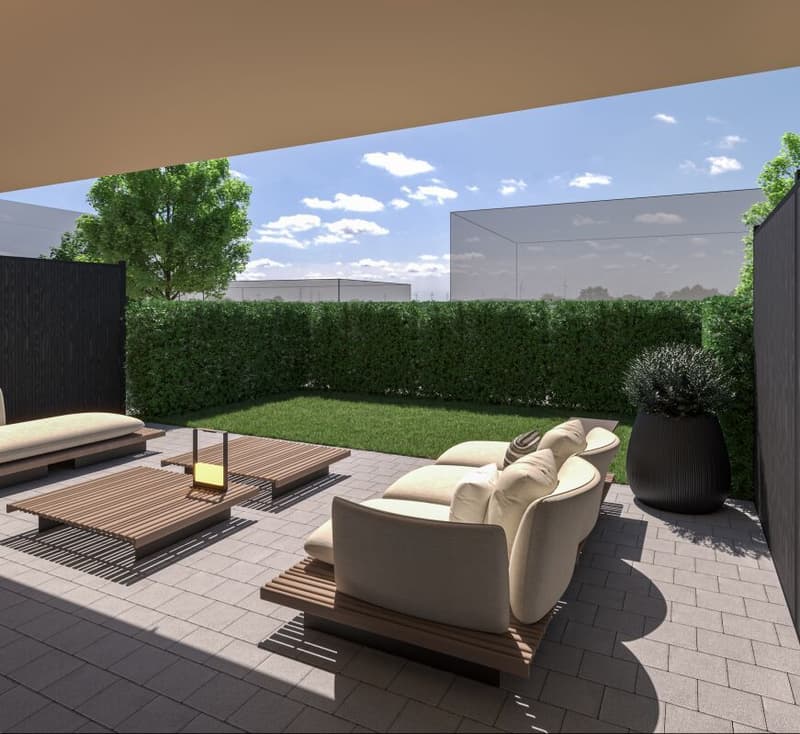 Moderne 5.5-Zimmer-Gartenwohnung mit Master Bedroom, Bad en Suite, Loggia & Balkon (2)