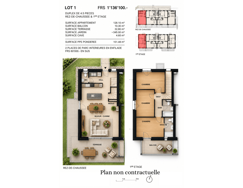 Magnifique appartement en duplex de 4,5 pièces avec grande terrasse, balcon et jardin privatif (5)