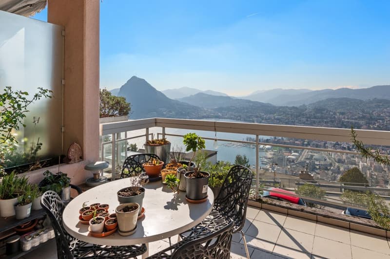 Aldesago 1.5 Zimmer, vermietet, mit Blick auf den Golf von Lugano (1)