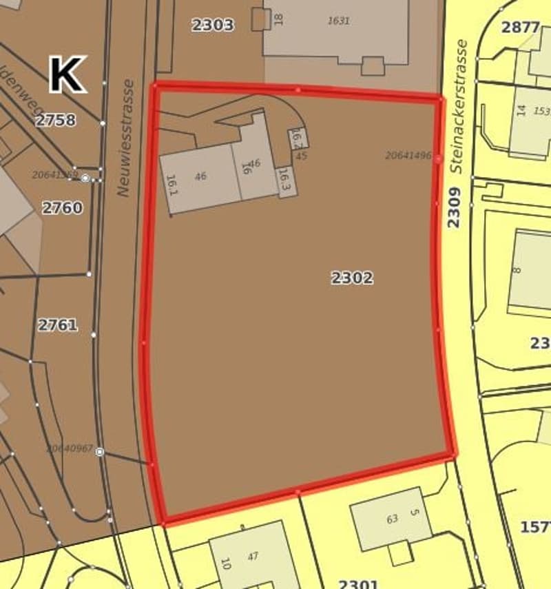 Plot of land with numbers and street names