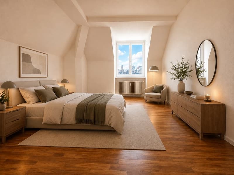 Zimmer links möbliert