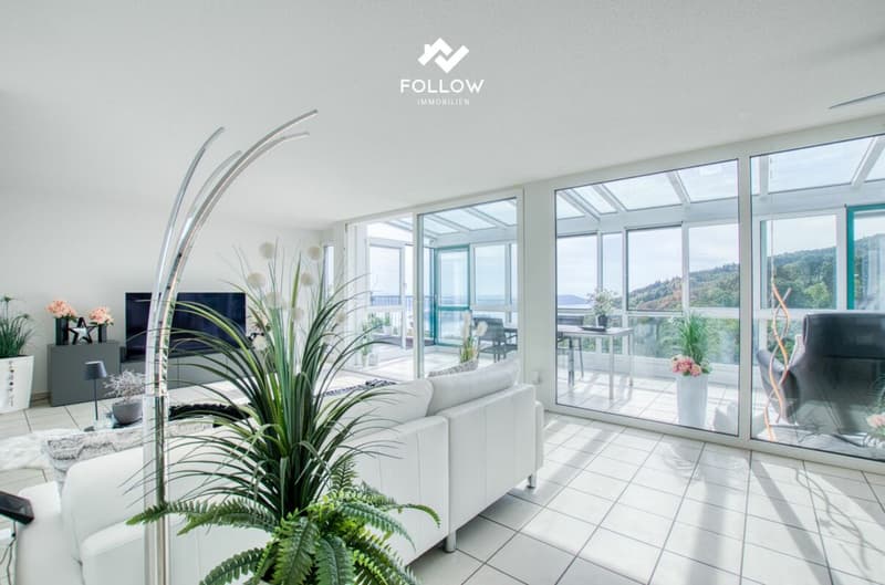 Panoramablick über den Bielersee: Modernisierte Attika-Traumwohnung in Twann (8)