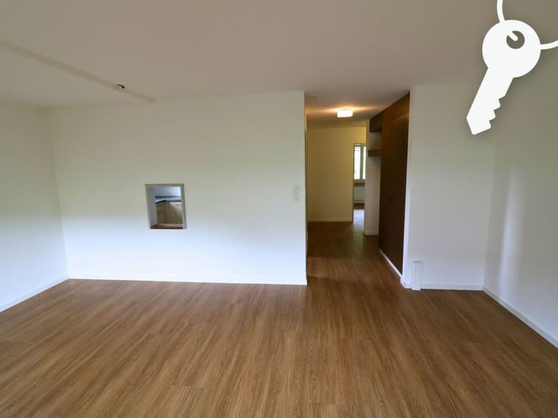 Wohnzimmer mit Durchreiche zur Küche