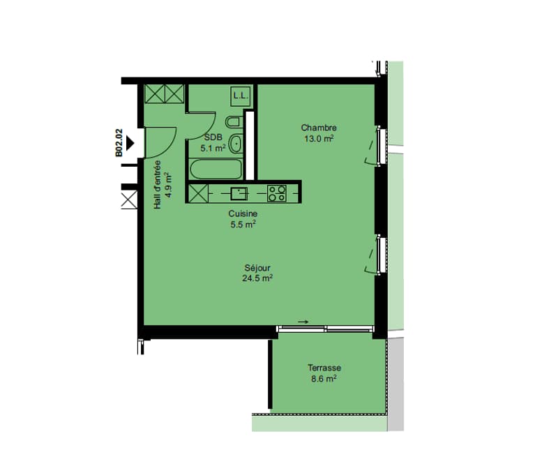 Appartement, 1.5 pièce(s) (2)