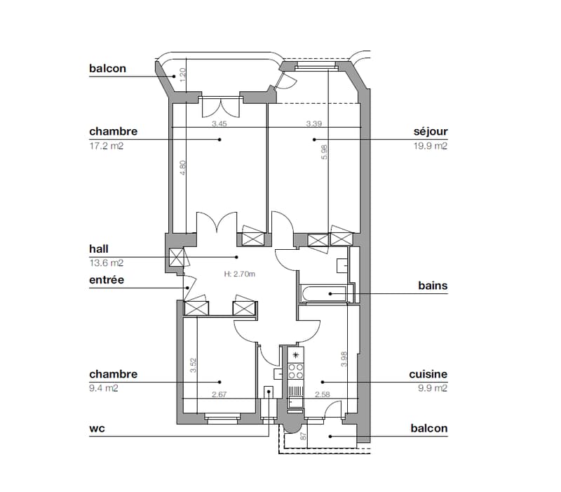 Appartement, 3 pièce(s) (2)