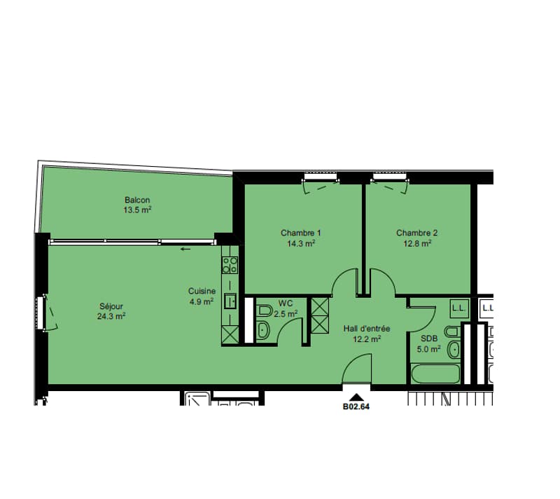 Appartement, 3.5 pièce(s) (2)