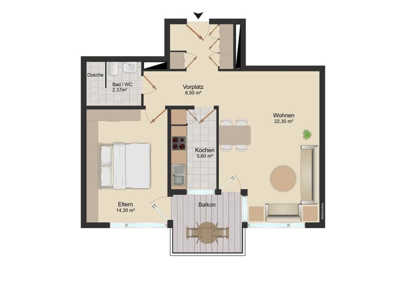 Zentralgelegene, gemütliche 2.5-Zimmer-Wohnung mit Blick ins Grüne (17)