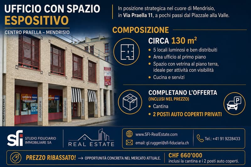 Ufficio con vetrina + 2 posteggi | Centro Mendrisio (2)