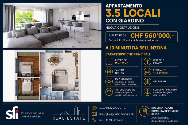 3.5 locali nuovo con giardino, a 10 min da Bellinzona (4)
